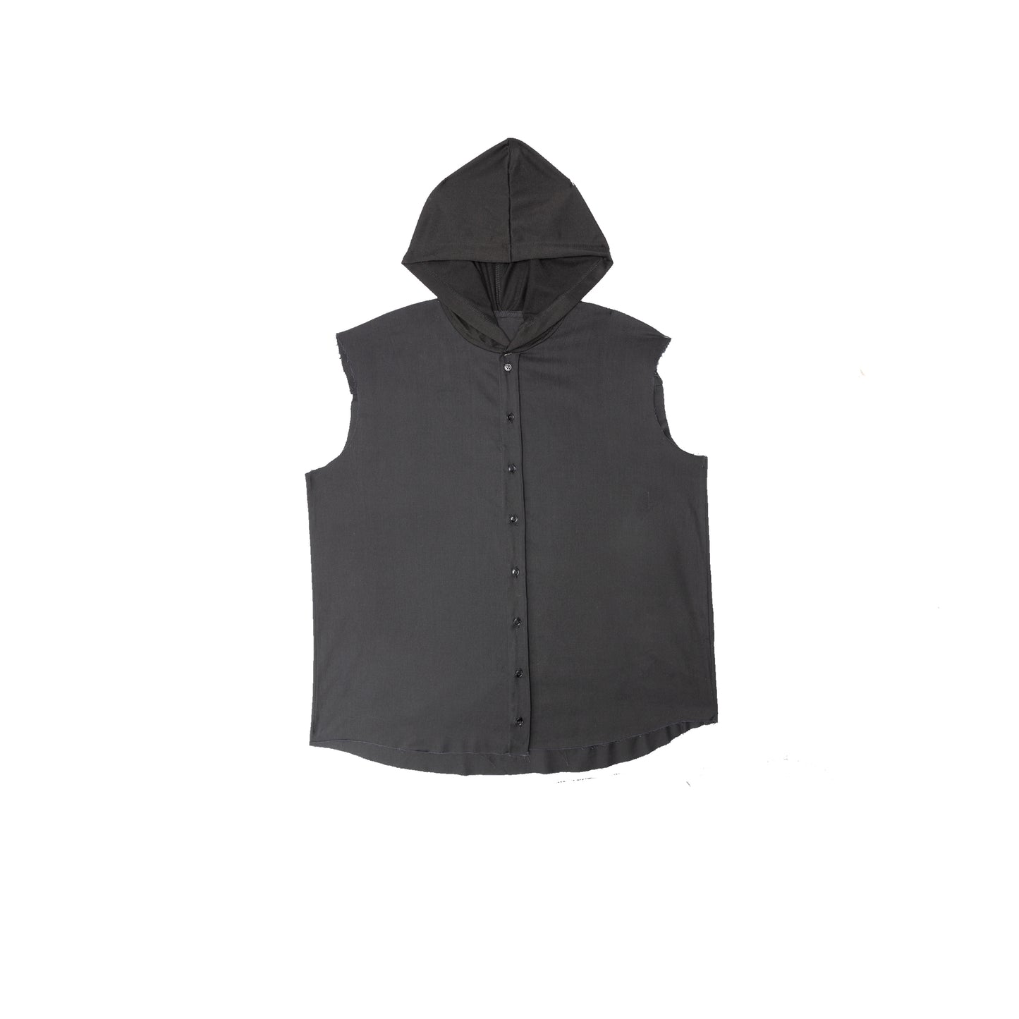 Sleeveless Button-Up With Hood